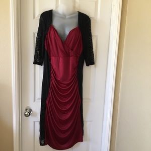 Figure Flattering  Black and Wine Illani dress 2X